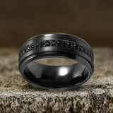Black Zircon Titanium Band Ring | Gthic.com