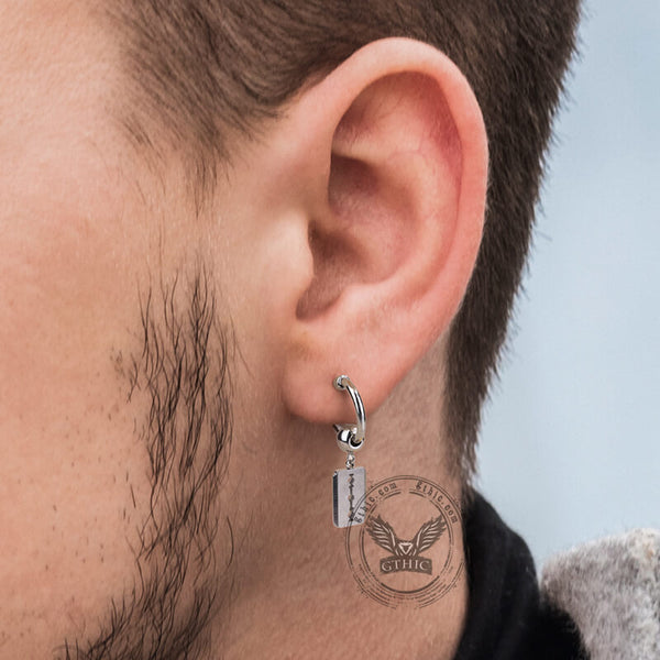 Blade Stainless Steel Huggies Earrings | Gthic.com