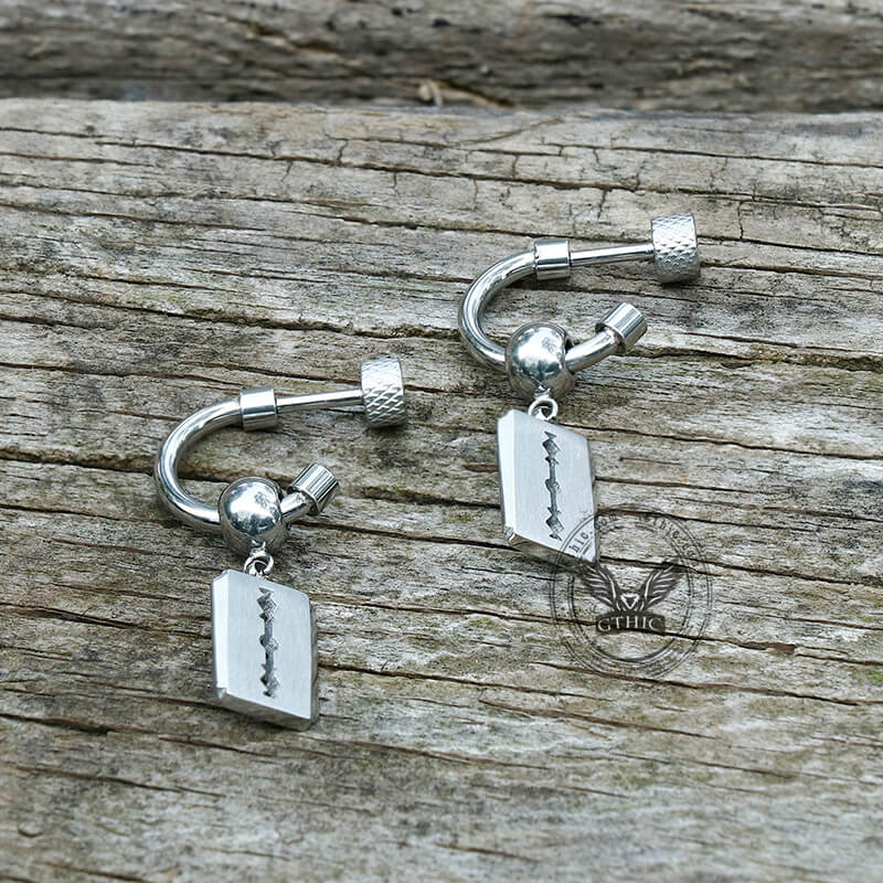 Blade Stainless Steel Huggies Earrings