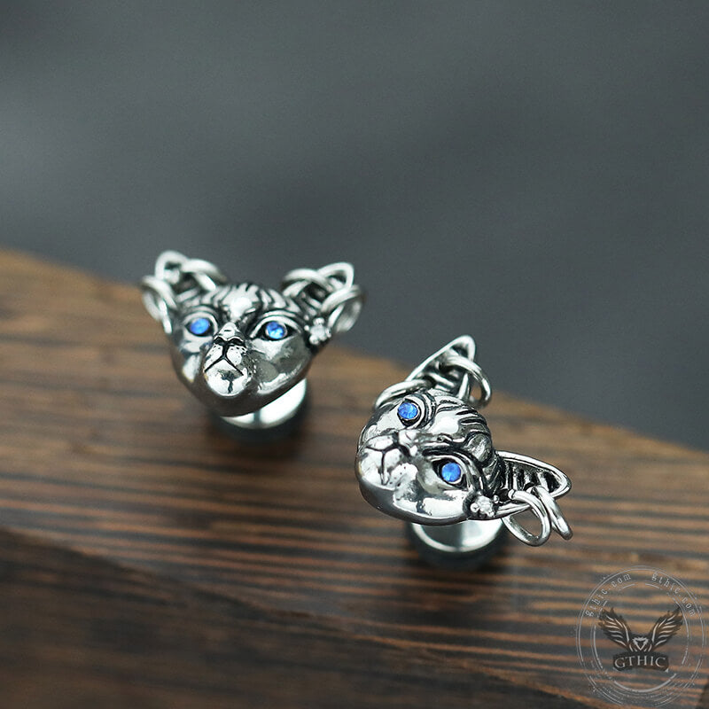 Blue Eye Cat Stainless Steel Stud Earring | Gthic.com