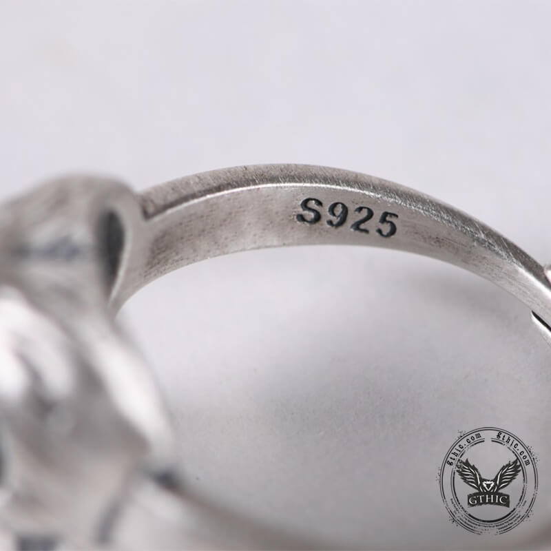 Blue Eye Cat Sterling Silver Open Ring