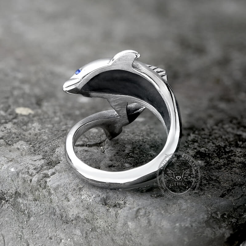 Blue Eyes Dolphin Stainless Steel Animal Ring