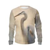 Blue Heron Pattern Knitted Pullover Sweatshirt 02 | Gthic.com