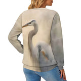 Blue Heron Pattern Knitted Pullover Sweatshirt 03 | Gthic.com