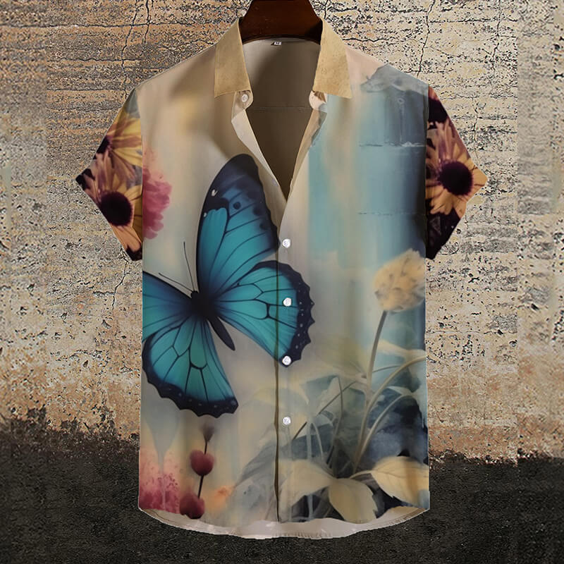 Blue Morpho Butterfly Gothic Short Sleeve Shirt