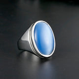 Blue Opal Stainless Steel Gemstone Ring | Gthic.com