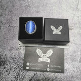 Blue Opal Stainless Steel Gemstone Ring