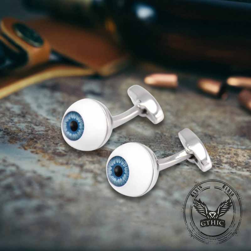 Blue Pupil Devil Eye Copper Cufflinks 01 | Gthic.com