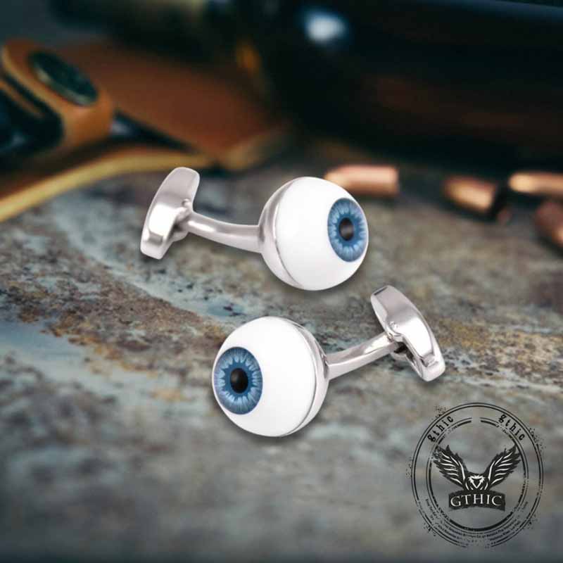 Blue Pupil Devil Eye Copper Cufflinks 02 | Gthic.com