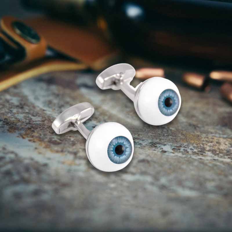 Blue Pupil Devil Eye Copper Cufflinks 03 | Gthic.com