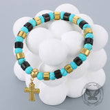 Bohemian Colorful Turquoise Stainless Steel Cross Bracelet | Gthic.com