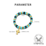 Bohemian Colorful Turquoise Stainless Steel Cross Bracelet | Gthic.com