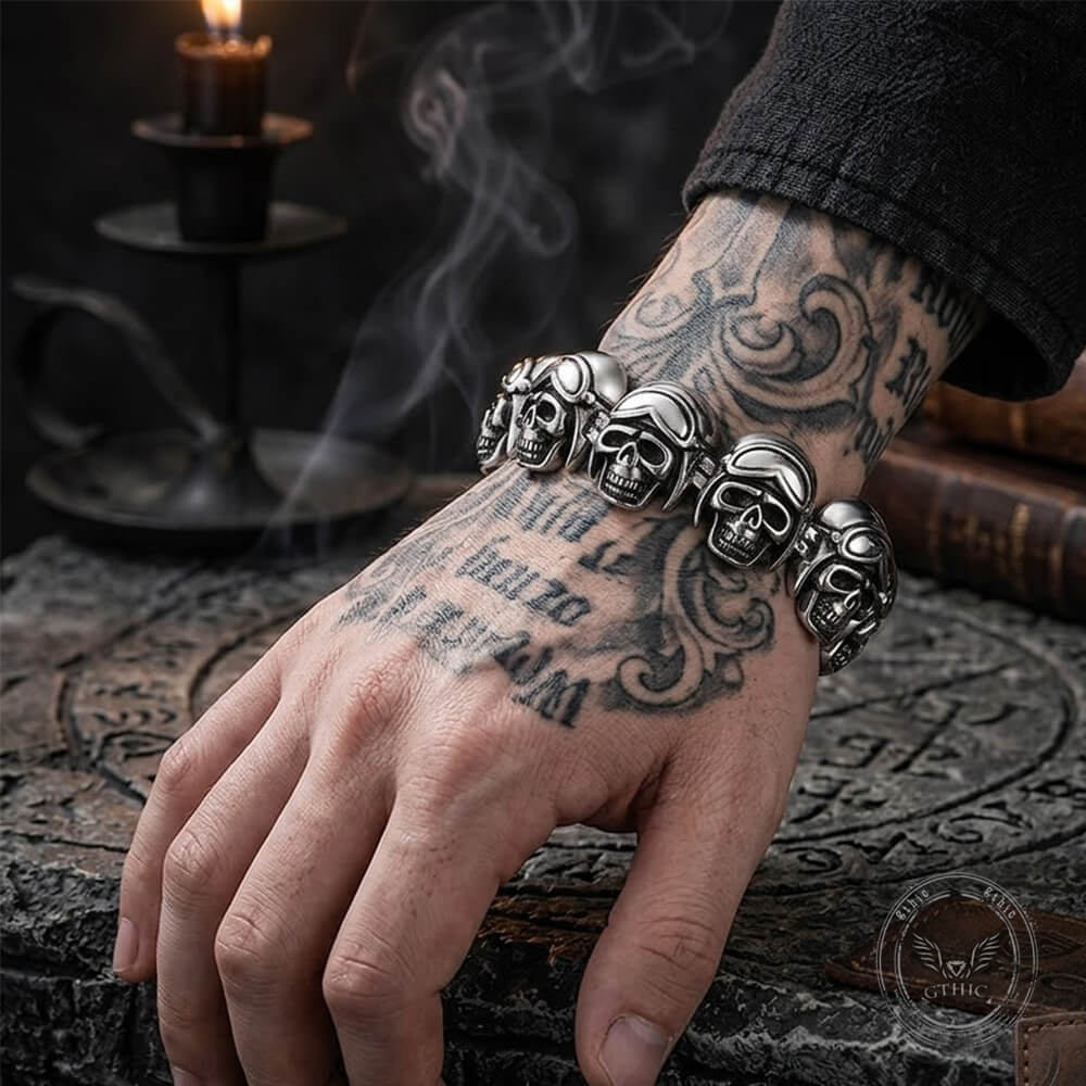 Bold Skull Head Stainless Steel Gothic Bracelet | Gthic.com