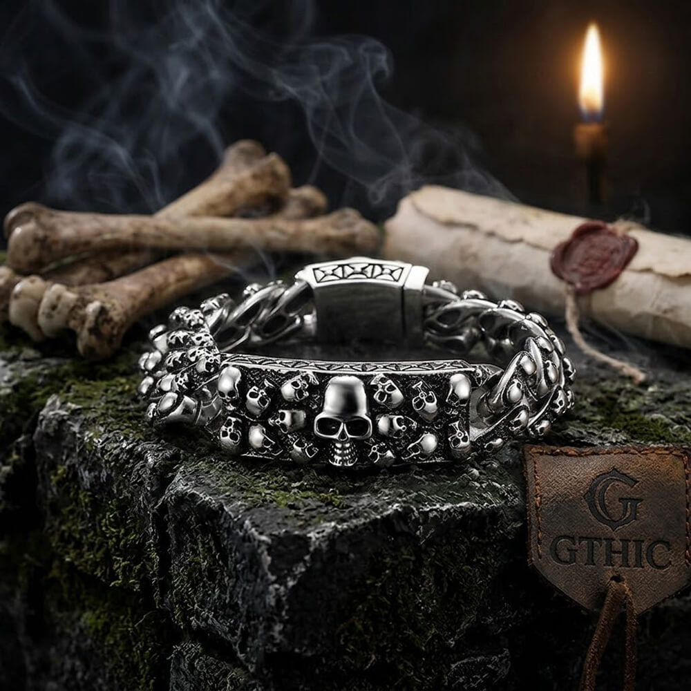 Bold Skull Head Stainless Steel Gothic Bracelet