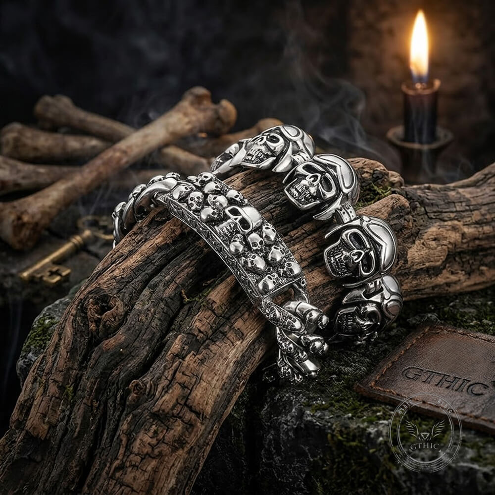 Bold Skull Head Stainless Steel Gothic Bracelet | Gthic.com