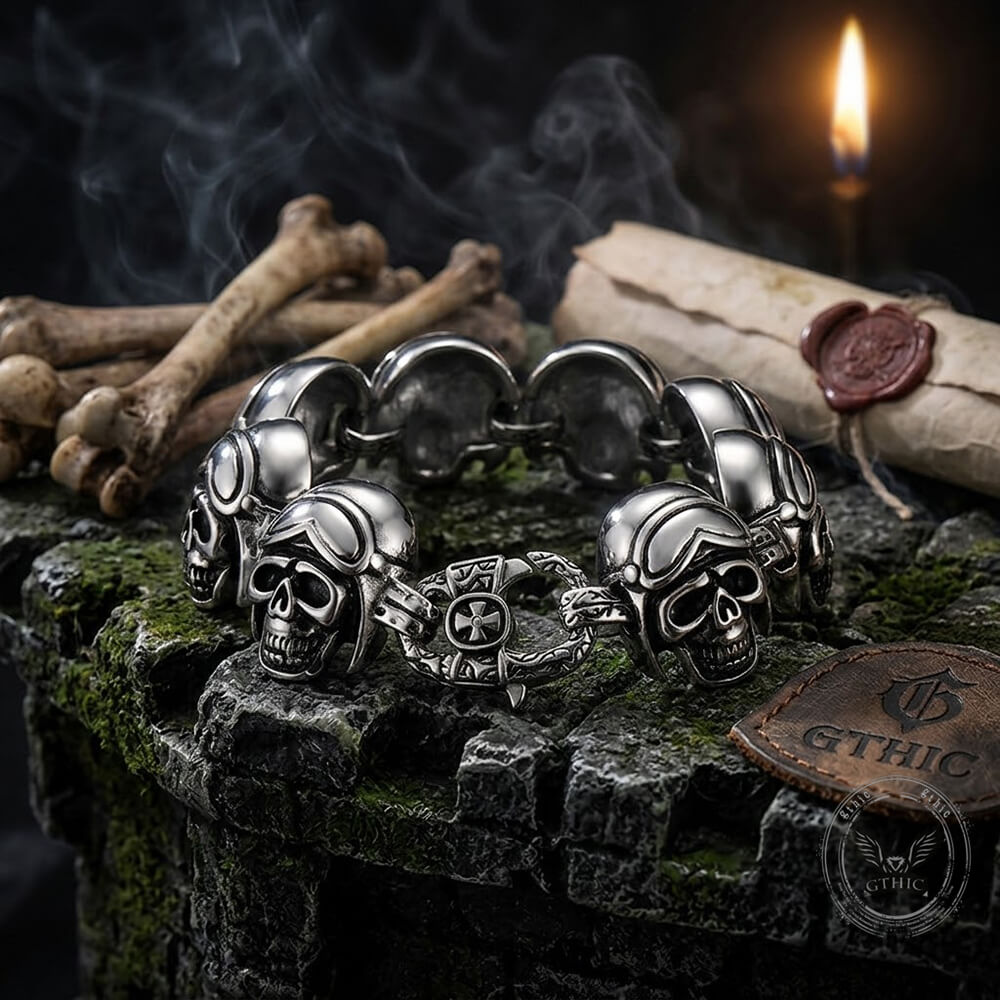 Bold Skull Head Stainless Steel Gothic Bracelet