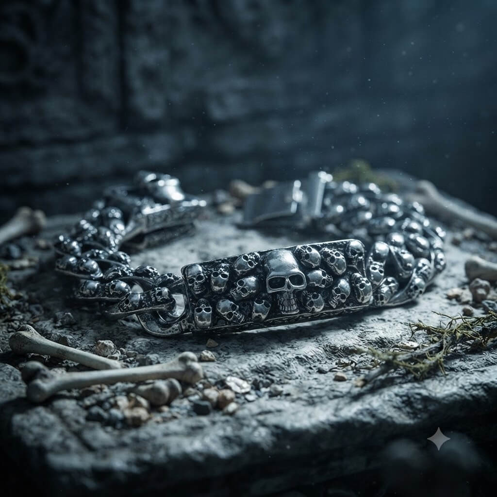 Bold Skull Head Stainless Steel Gothic Bracelet