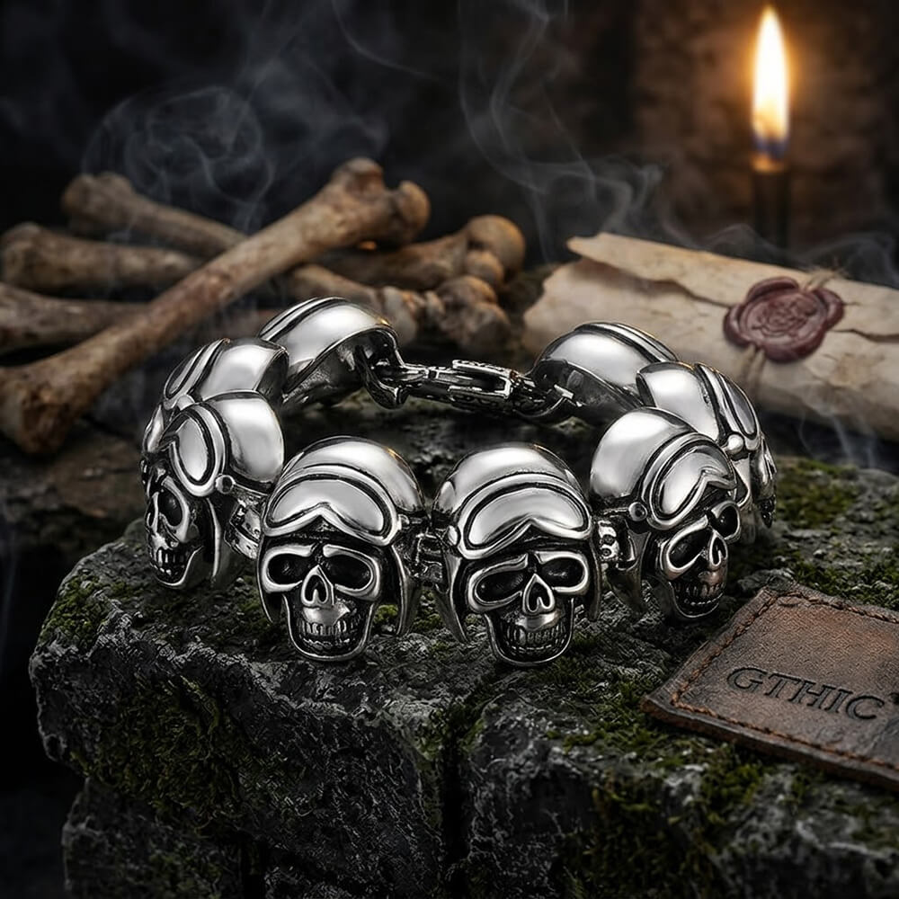 Bold Skull Head Stainless Steel Gothic Bracelet