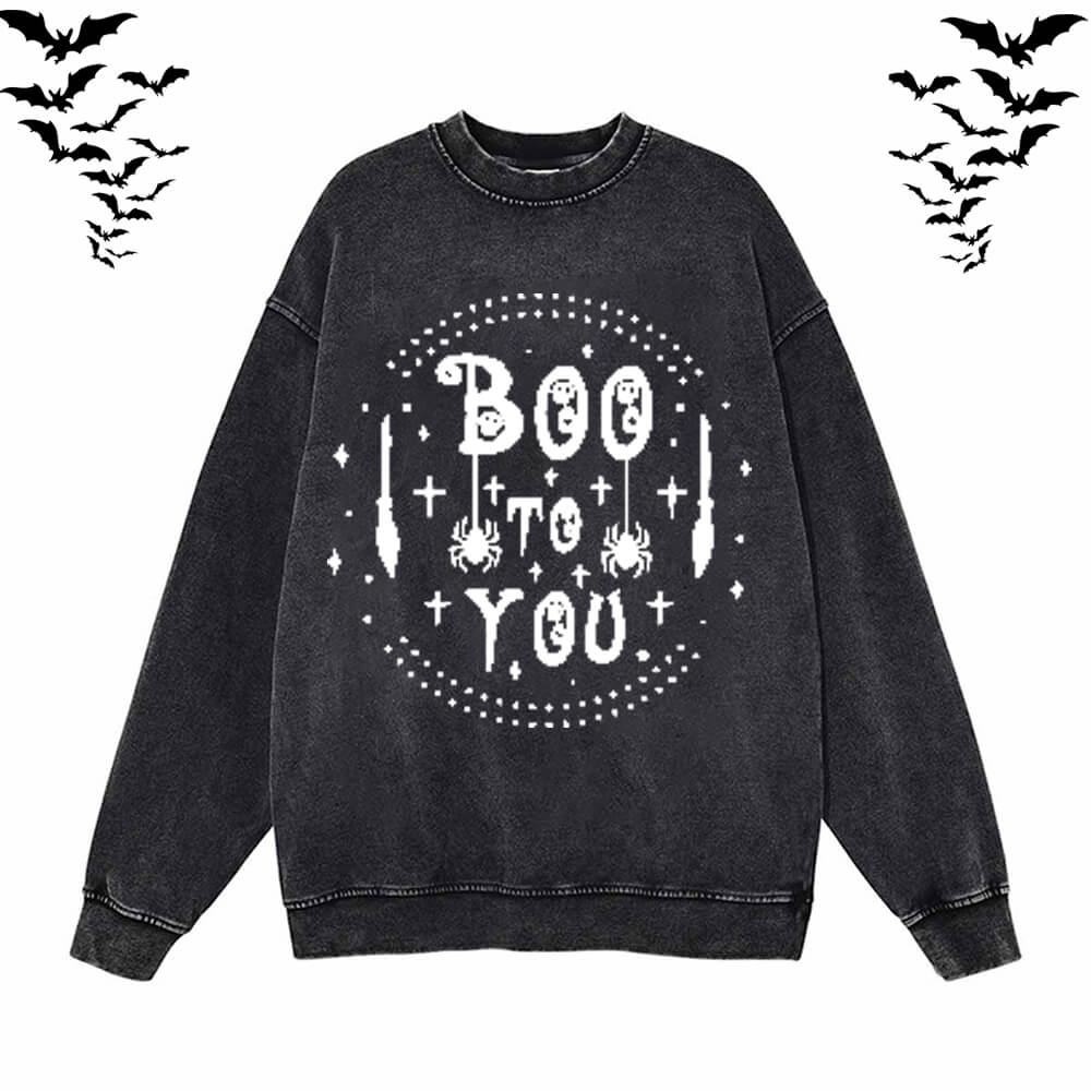 Boo To You Vintage Washed Hoodie Sweatshirt | Gthic.com