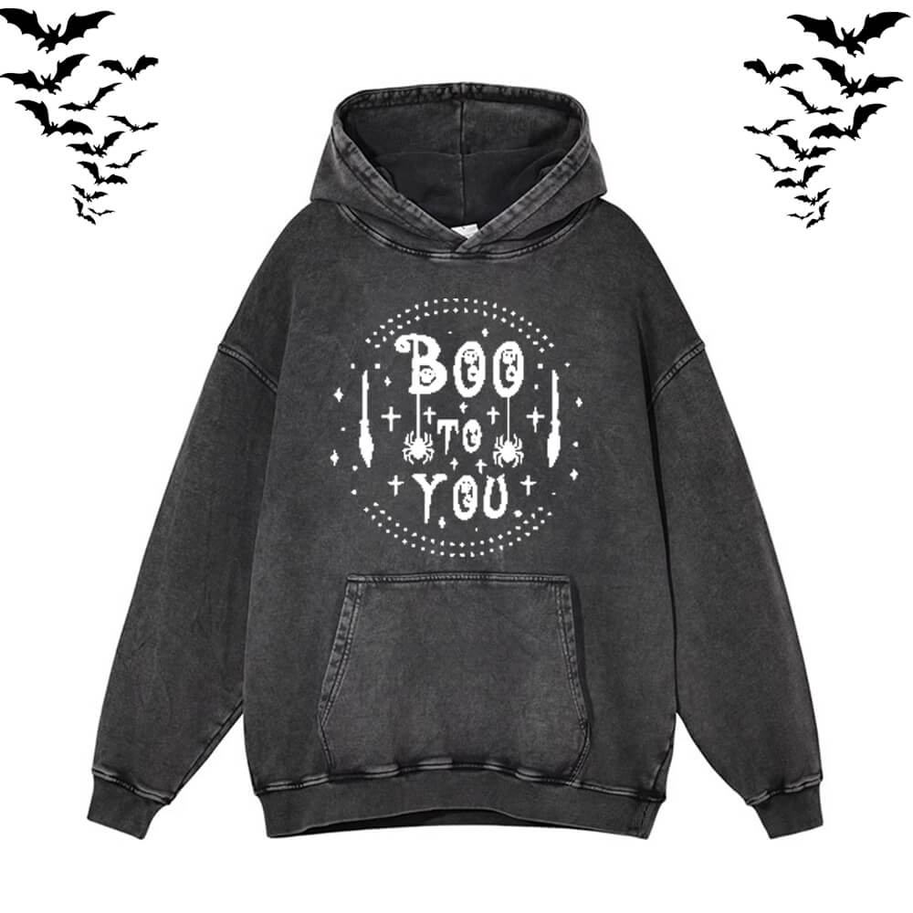 Boo To You Vintage Washed Hoodie Sweatshirt | Gthic.com