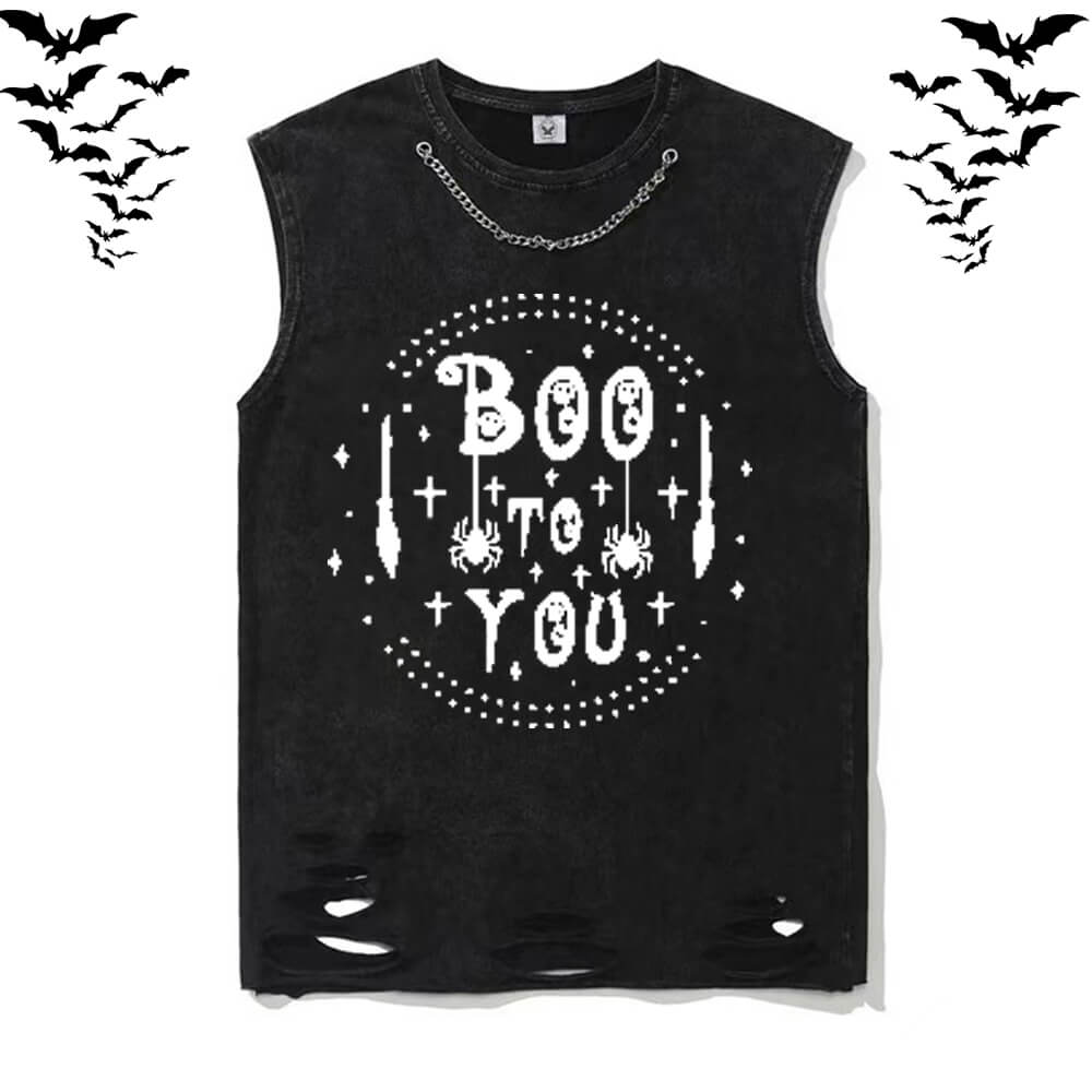 Boo To You Vintage Washed T-shirt Vest Top | Gthic.com