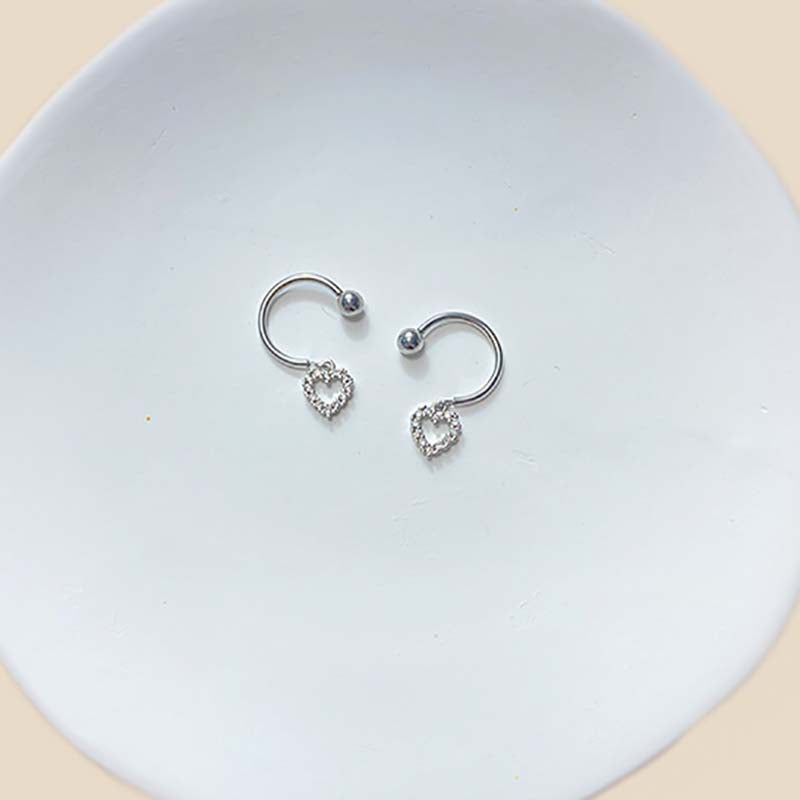 Bow Heart Design Zircon Stainless Steel Nipple Ring | Gthic.com