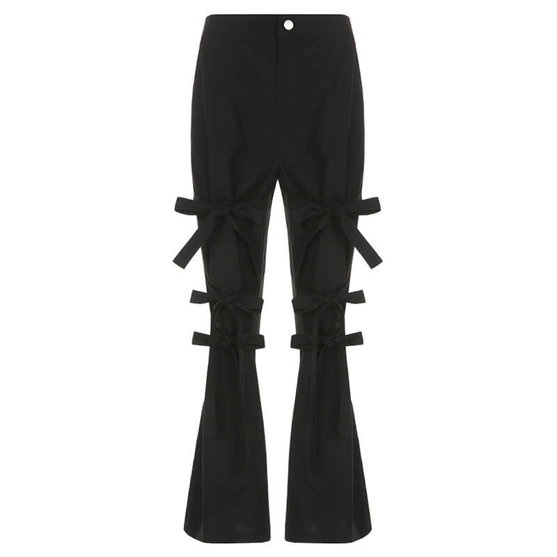 Bow Tie Design Low Waist Cotton Pants | Gthic.com