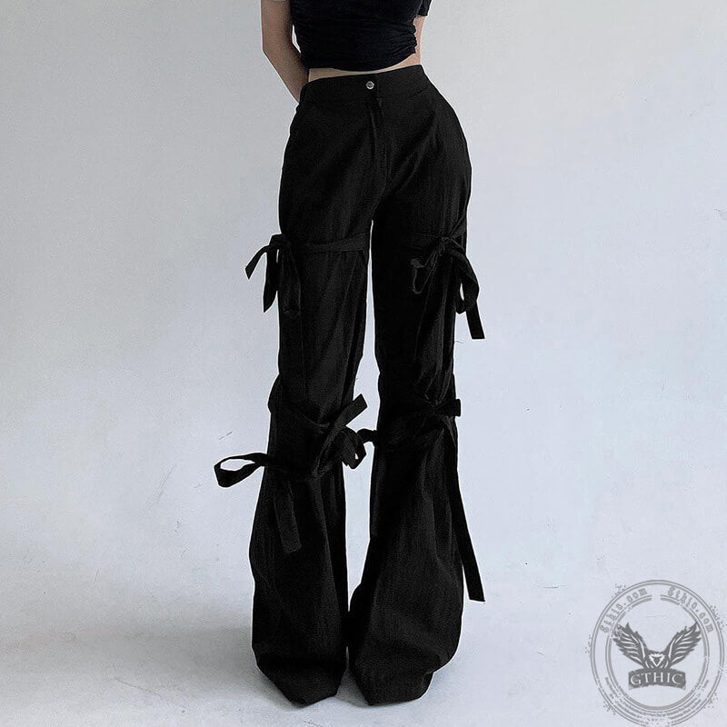 Bow Tie Design Low Waist Cotton Pants | Gthic.com
