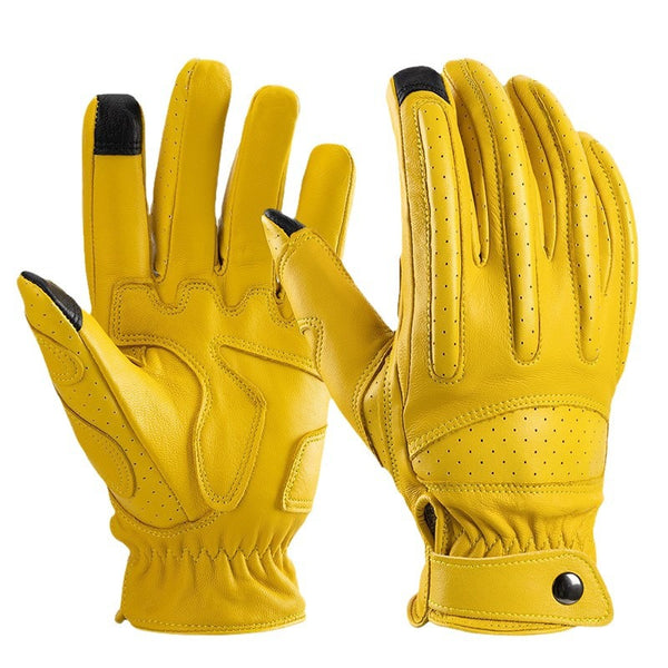 Breathable Leather Biker Gloves