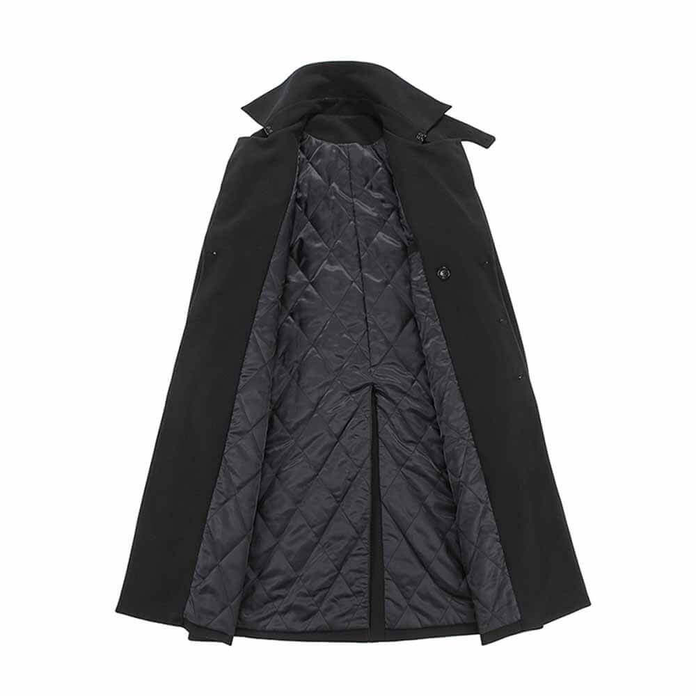 British Over-the-Knee Lapel Double-Breasted Long Coat