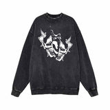 Broken Half Oni Mask Vintage Washed Sweatshirt