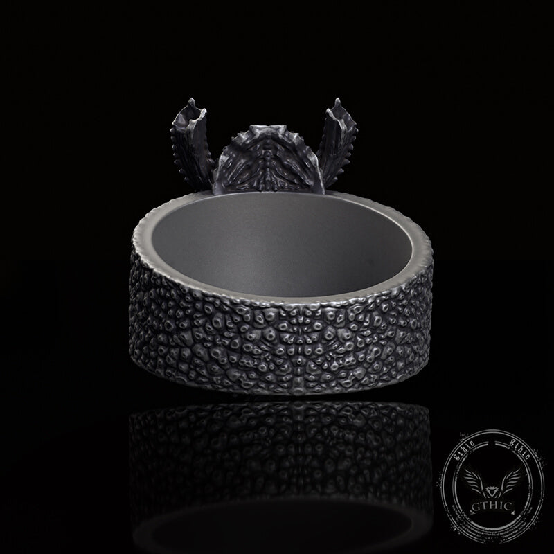 Broken Horn Ferocious Dragon Sterling Silver Ring