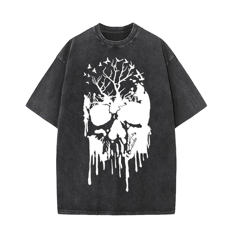 Broken Tree And Bird Vintage Washed T-shirt | Gthic.com