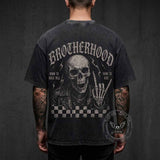 Brotherhood Rock Skeleton Vintage Washed T-shirt | Gthic.com
