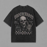 Brotherhood Rock Skeleton Vintage Washed T-shirt | Gthic.com