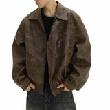 Brown American Vintage Lapel Leather Jacket 01 | Gthic.com