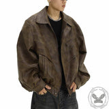 Brown American Vintage Lapel Leather Jacket