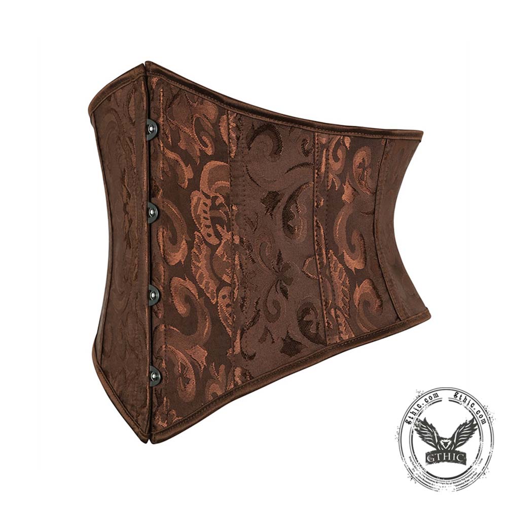 Brown Vintage Jacquard Waist Correction Corset | Gthic.com