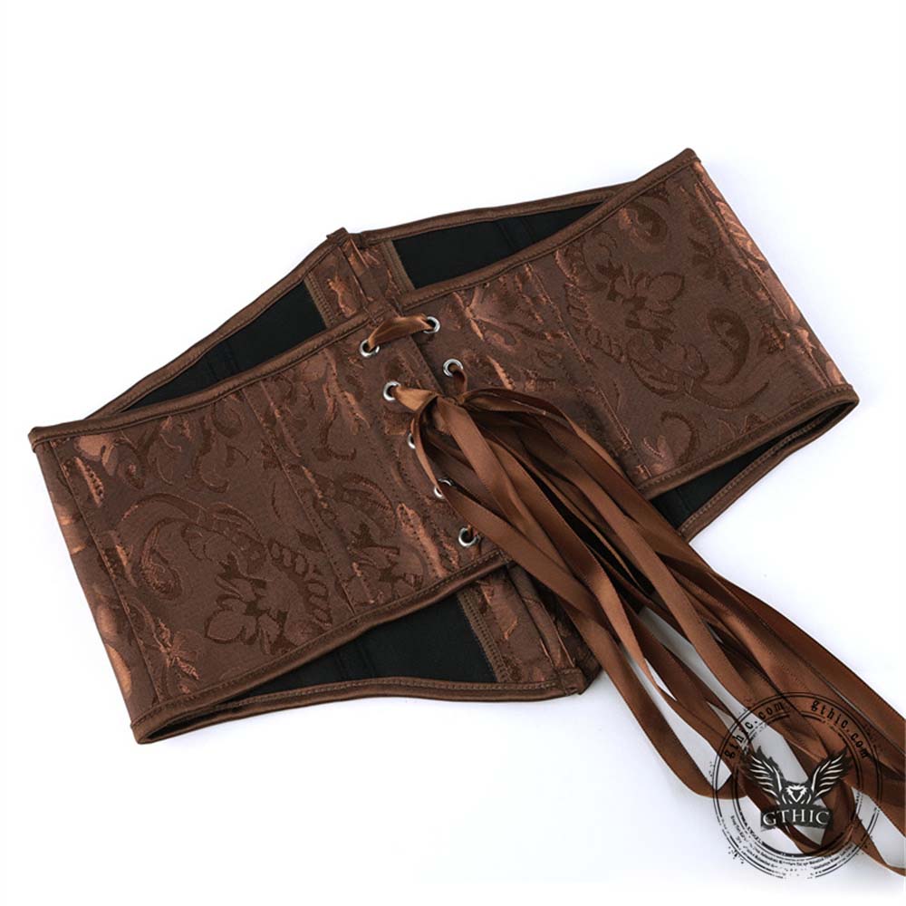 Brown Vintage Jacquard Waist Correction Corset