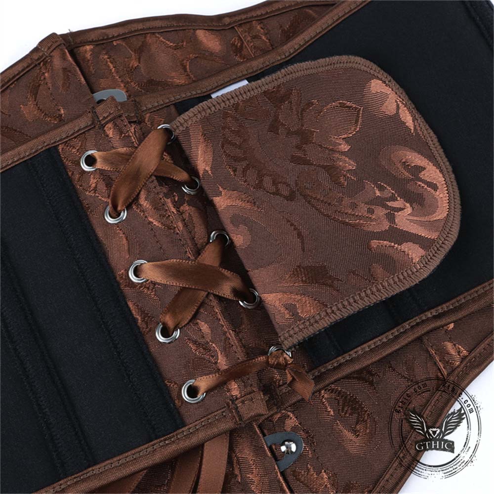 Brown Vintage Jacquard Waist Correction Corset