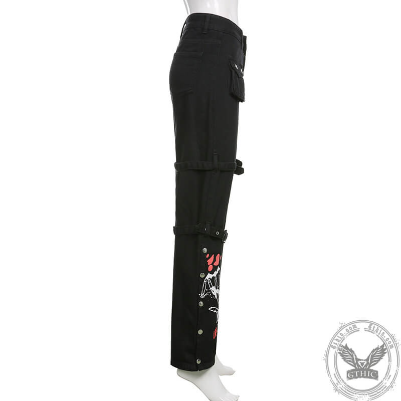 Buckle Strap Printed Cotton Cargo Pants – GTHIC