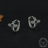 Budded Cross Heart Zircon Sterling Silver Earrings | Gthic.com