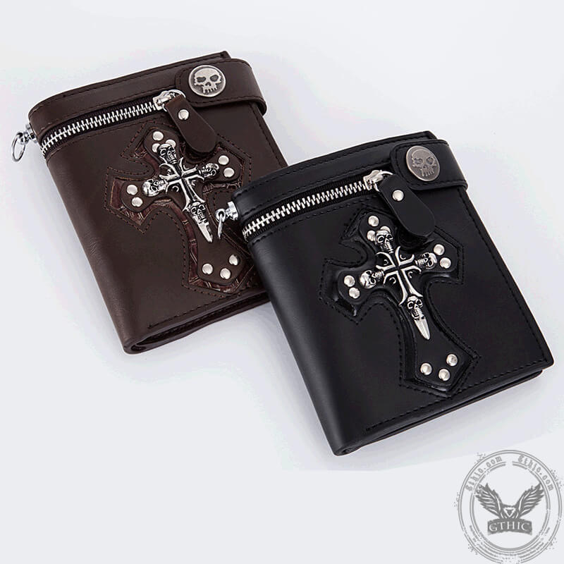 Budded Cross PU Leather Skull Wallet – GTHIC
