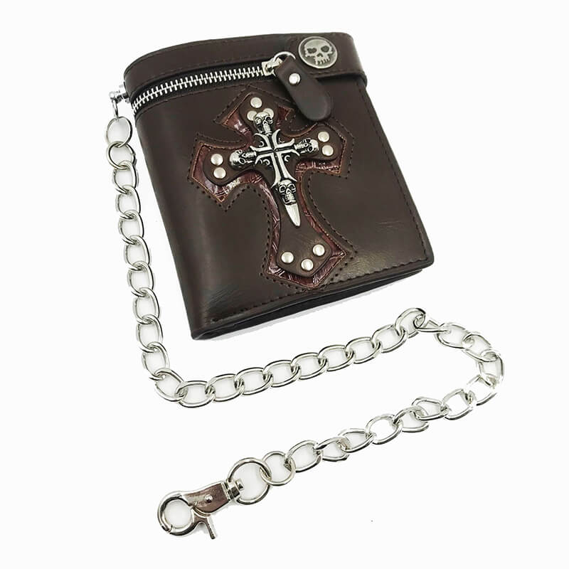 Budded Cross PU Leather Skull Wallet | Gthic.com