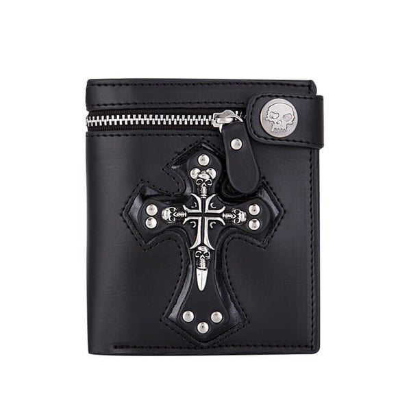 Budded Cross PU Leather Skull Wallet | Gthic.com