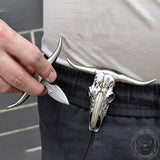 Bull Head Multi Tool Damascus Necklace | Gthic.com