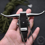 Bull Head Multi Tool Damascus Necklace | Gthic.com