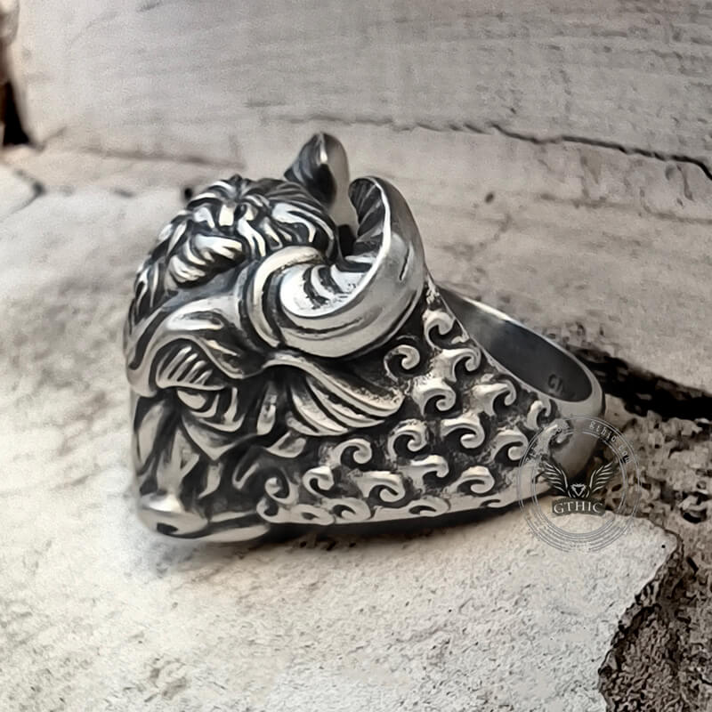 Bull Head Sterling Silver Animal Ring