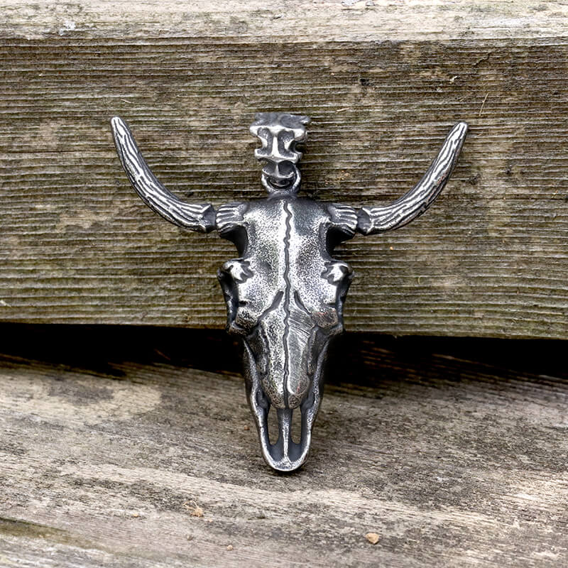 Bull Skull Head Stainless Steel Pendant | Gthic.com