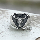 Bull Stainless Steel Signet Animal Ring | Gthic.com